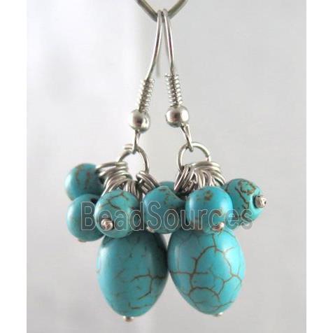 handmade earring with turquoise, copper, alloy bead