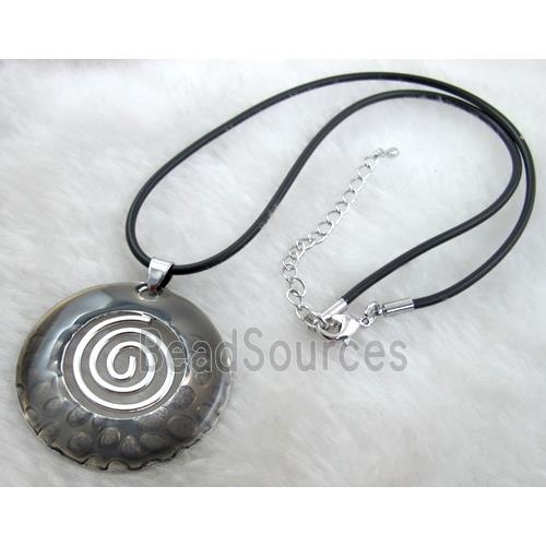 Enamel Necklace, alloy, rubber cord