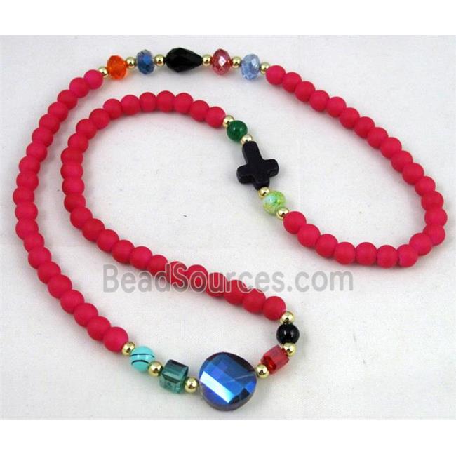 fashion jewelry, glass necklace, bracelet, red