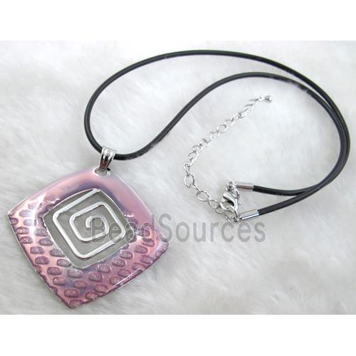 Enamel Necklace, alloy, rubber cord