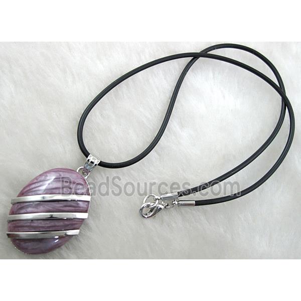 Acrylic Necklace, alloy, rubber cord