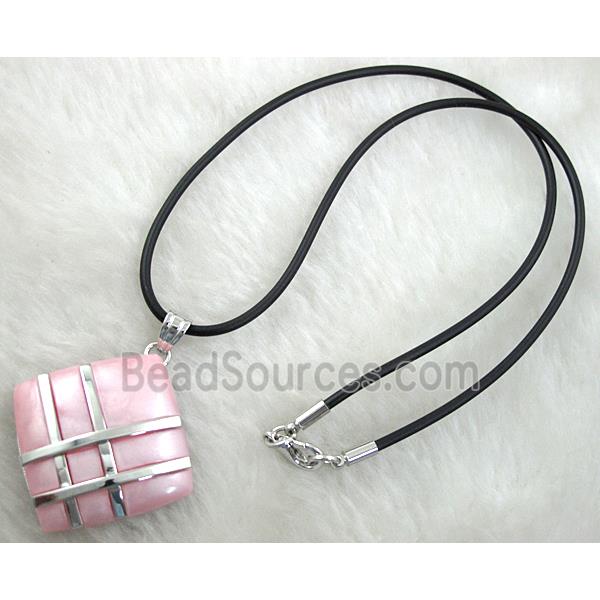 Acrylic Necklace, alloy, rubber cord