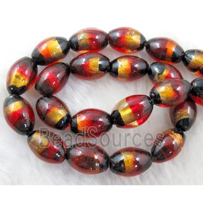 Rice dichromatic Foil Glass Lampwork Bead