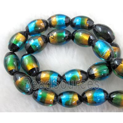 Rice dichromatic Foil Glass Lampwork Bead