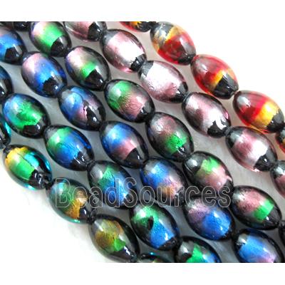 Rice dichromatic Foil Glass Lampwork Bead