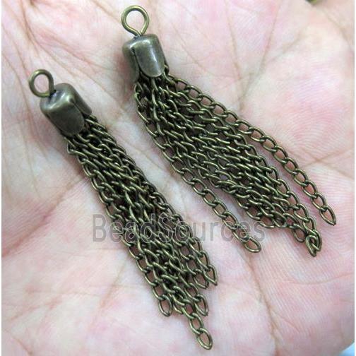 handmade tassel pendant with bronze iron chain