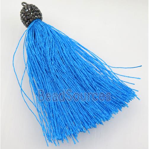 skyblue nylon tassel pave rhinestone