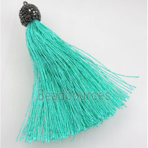 green nylon tassel pave rhinestone