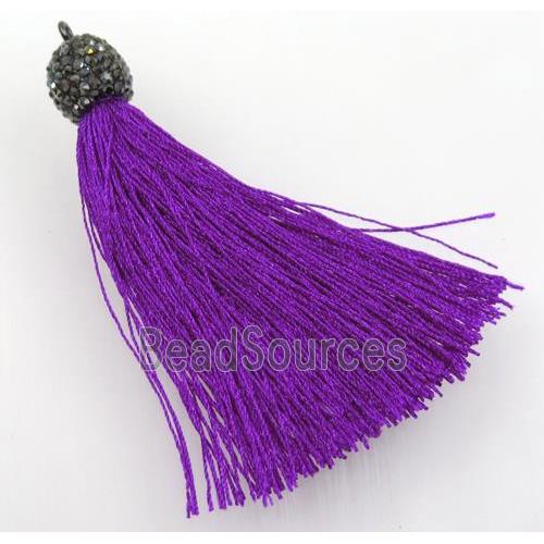 purple nylon tassel pave rhinestone