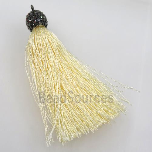 lt.yellow nylon tassel pave rhinestone