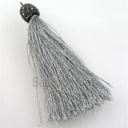 gray nylon wire tassel pave rhinestone