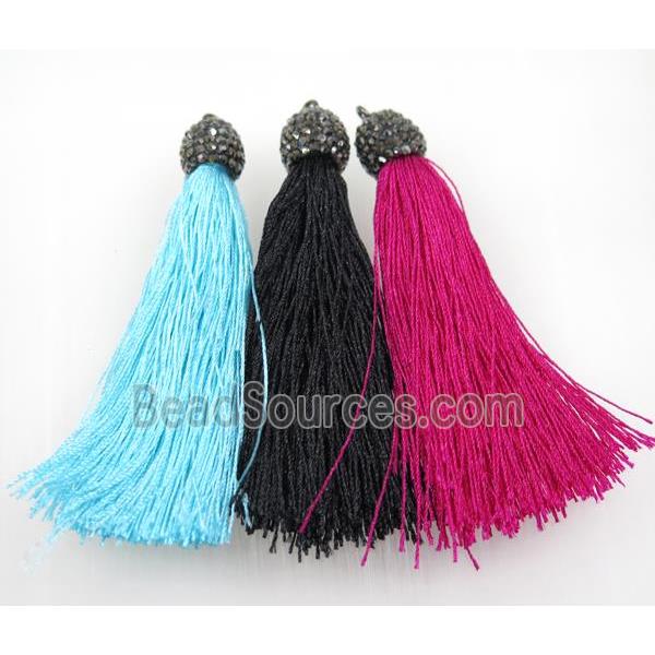 nylon tassel pave rhinestone, mix color