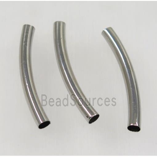 brass tube beads, platinum plated