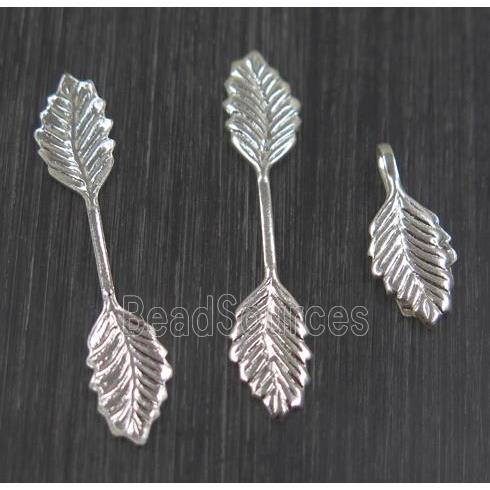 leaf Brass charm, silver plated