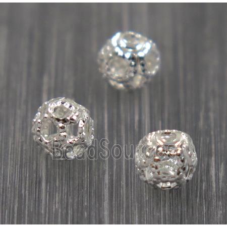 round Brass ball bead, silver plated