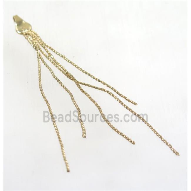 copper tassel pendant with chain, gold plated