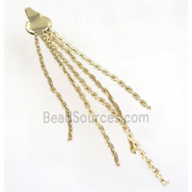 copper tassel pendant with chain, gold plated