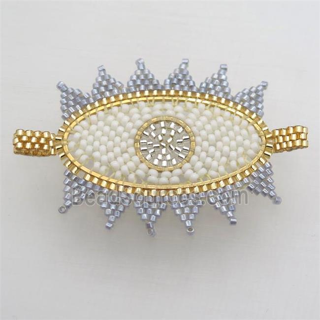 Handcraft eye connector with seed glass beads