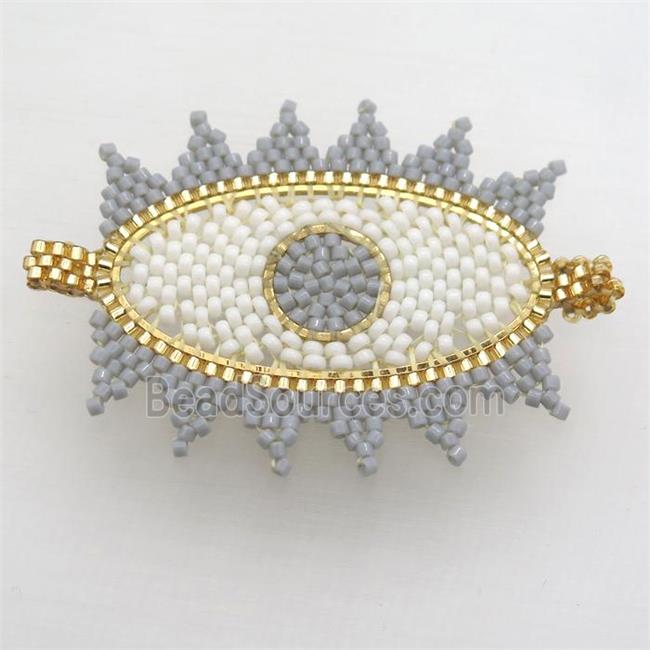 Handcraft eye connector with seed glass beads