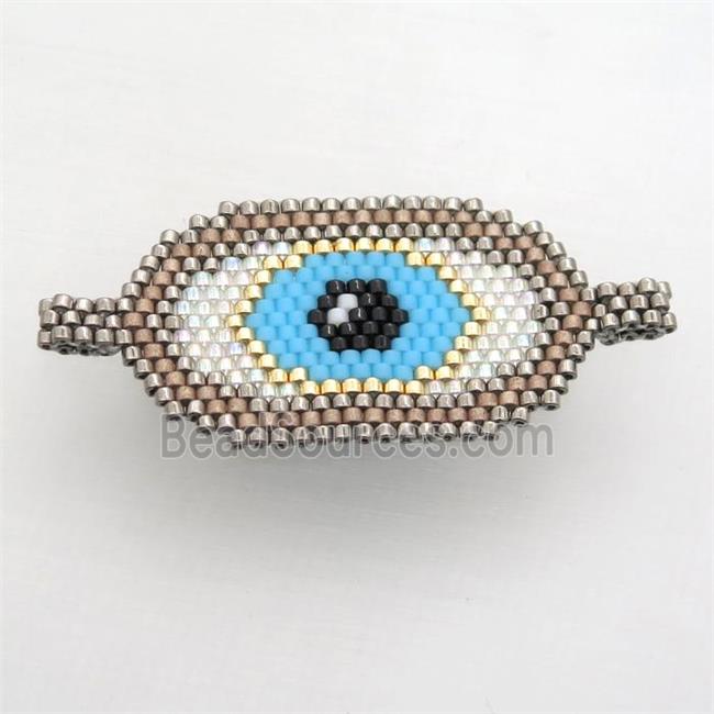 Handcraft eye connector with seed glass beads