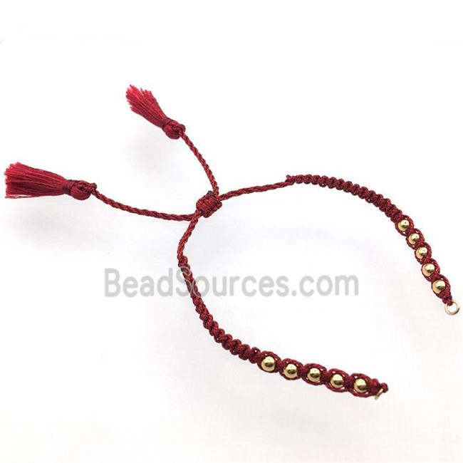 red nylon wire bracelet chain with tassel