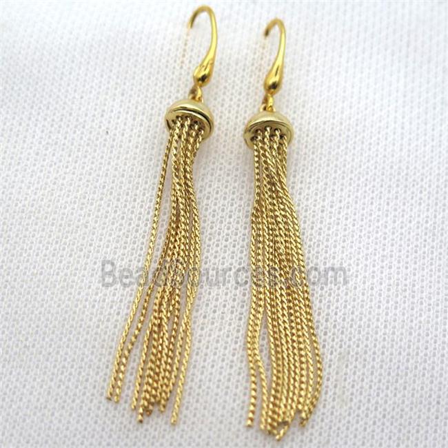 copper Earrings with tassel, gold plated