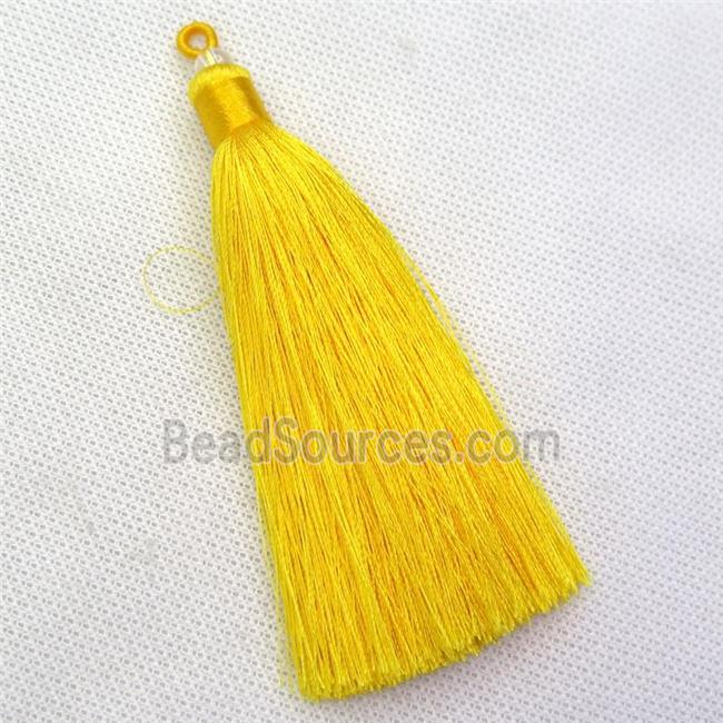 yellow nylon wire tassel pendants, silken, A grade