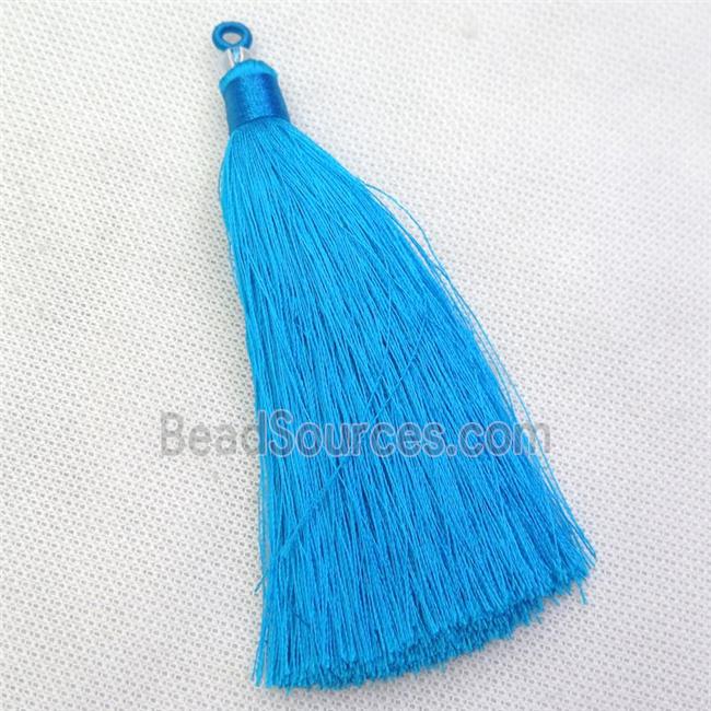 blue nylon wire tassel pendants, silken, A grade