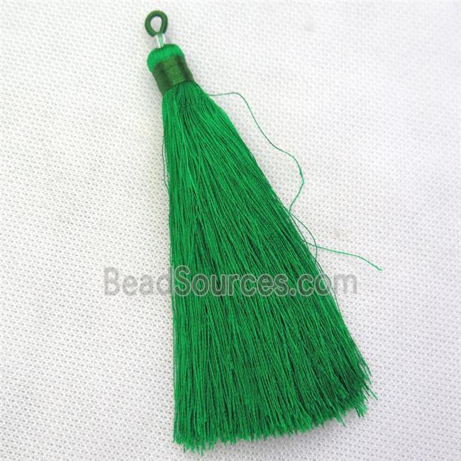 green nylon wire tassel pendants, silken, A grade