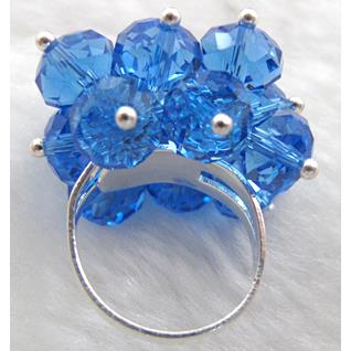 handcraft Crystal glass ring, blue