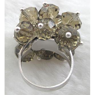 handcraft Crystal glass ring, smoky