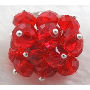 handcraft Crystal glass ring, red