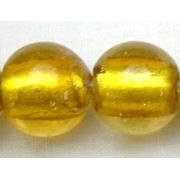 Silver Foil Glass Beads, round, golden