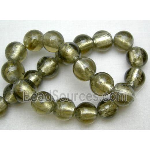 Lampwork Glass Beads with silver foil, round