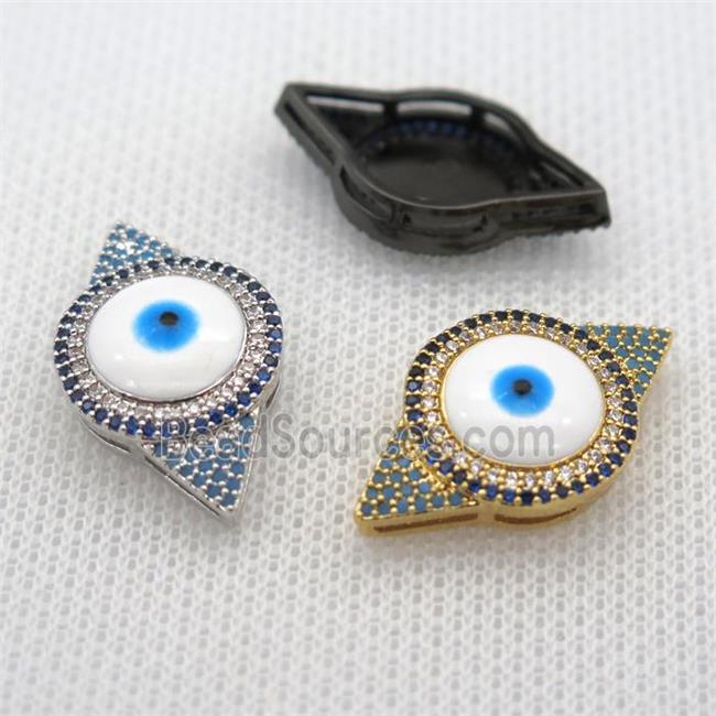 copper beads paved zircon with evil eye, mix color