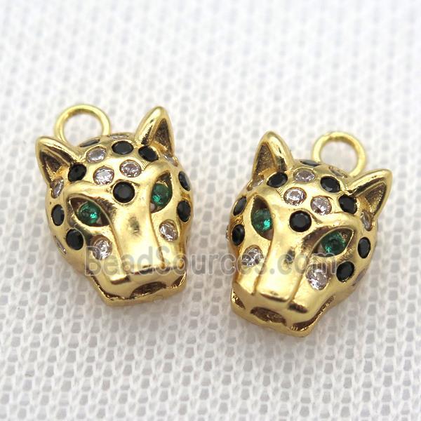 copper pantherhead paved zircon, gold plated