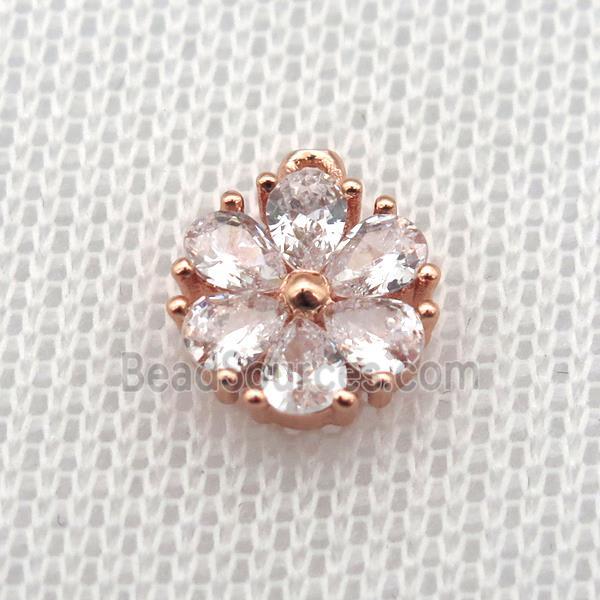 copper flower pendant paved zircon, rose gold