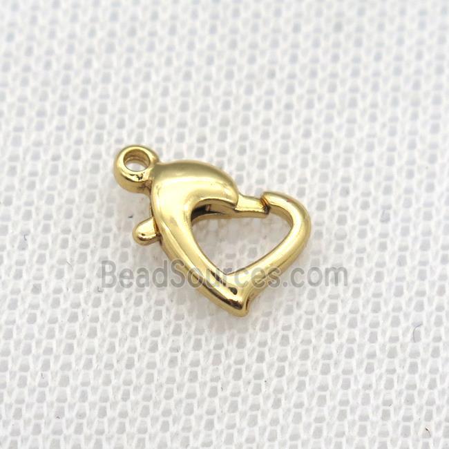 copper heart Lobster Clasp, gold plated