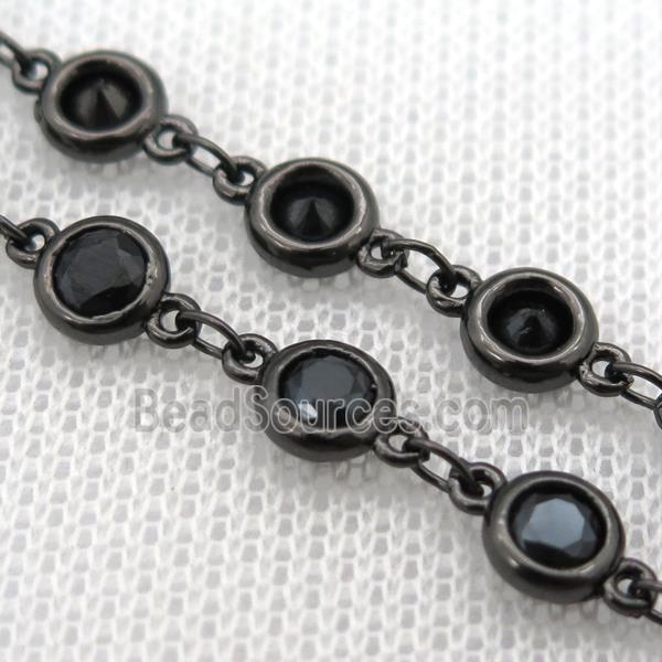 black Zircon Chain, copper, black plated