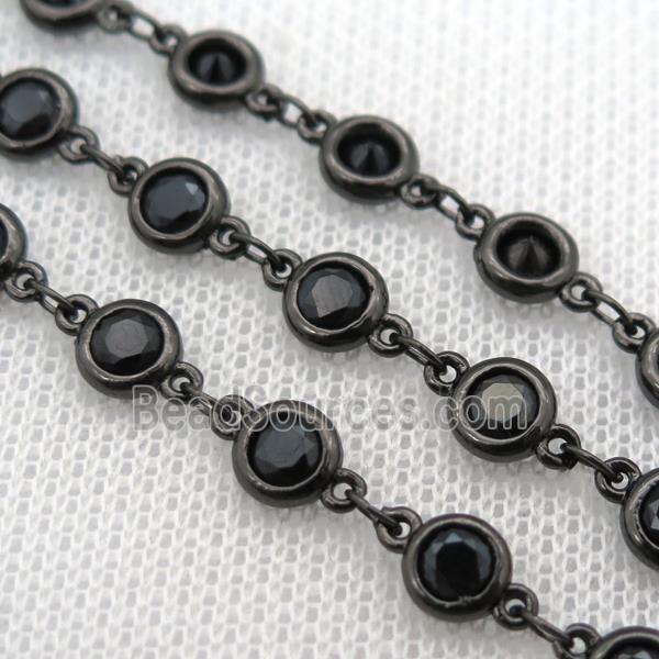 black Zircon Chain, copper, black plated