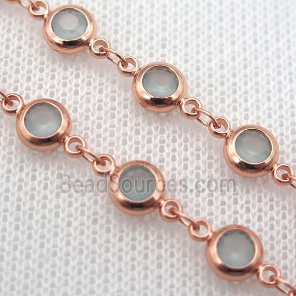 lt.green Zircon Chain, copper, rose gold