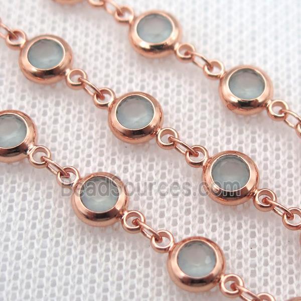 lt.green Zircon Chain, copper, rose gold