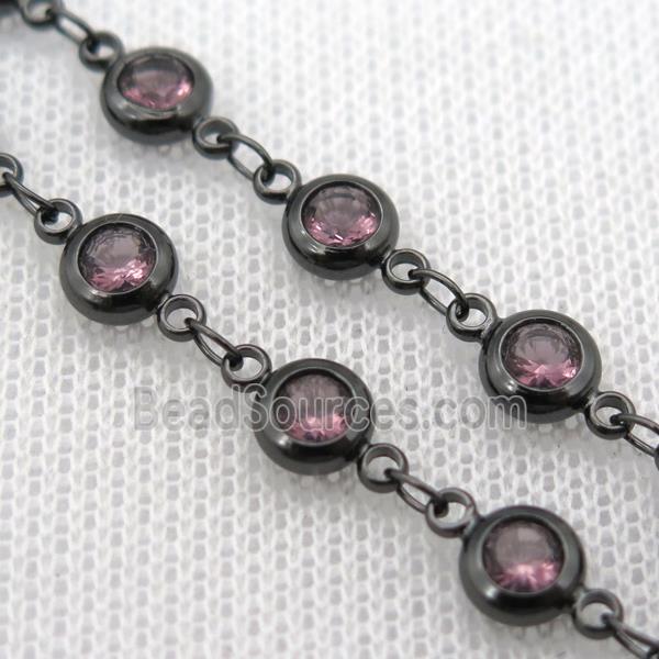 purple Zircon Chain, copper, black plated