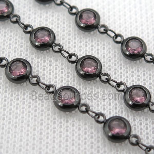 purple Zircon Chain, copper, black plated