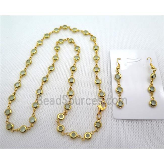 copper Jewelry Sets with zircon, gold plated