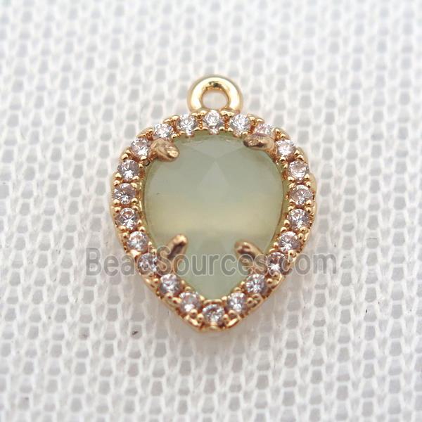 copper teardrop pendant pave zircon with crystal glass, gold plated