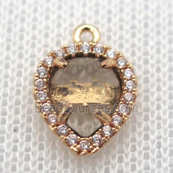 copper teardrop pendant pave zircon with crystal glass, gold plated