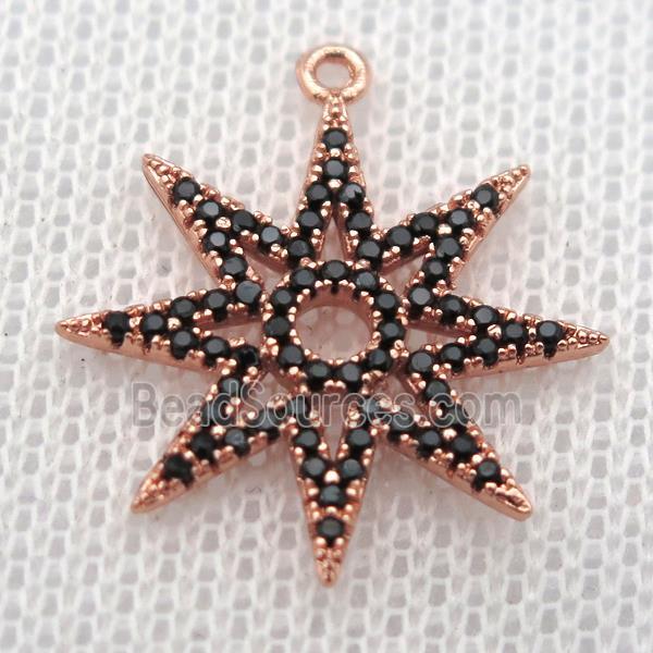 copper star pendant paved zircon, rose gold