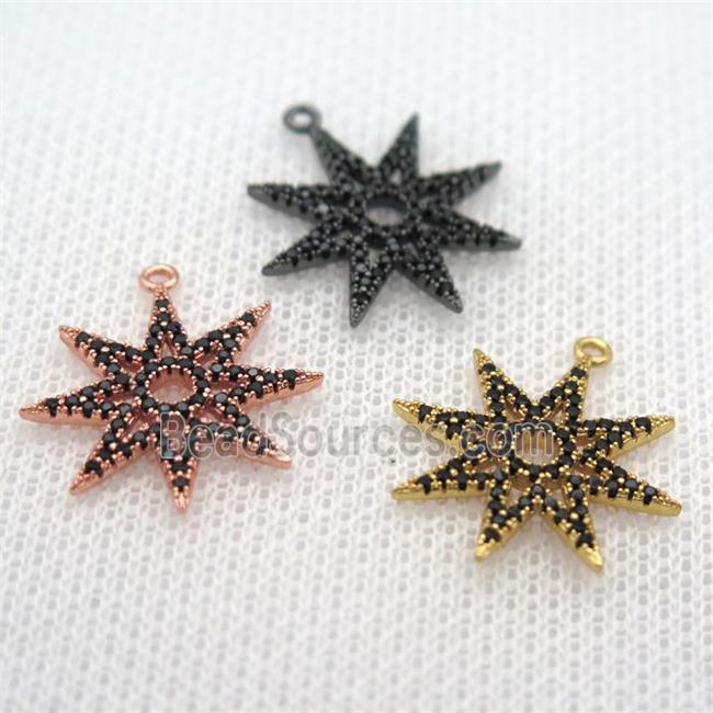 copper star pendant paved zircon, mix color