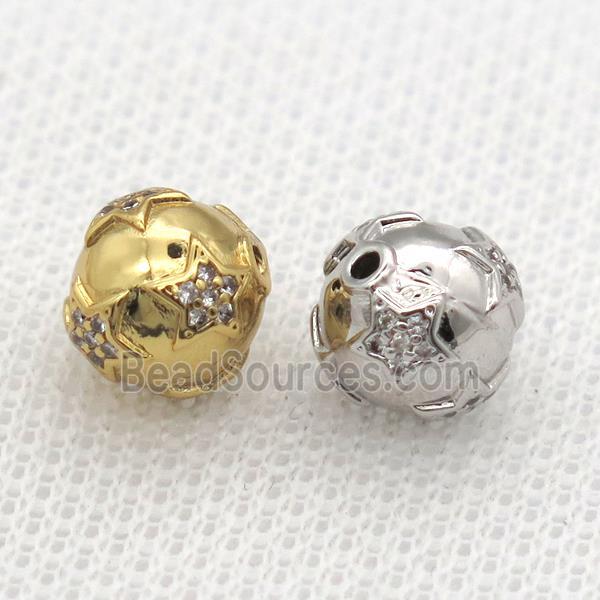 round copper beads paved zircon, mix color